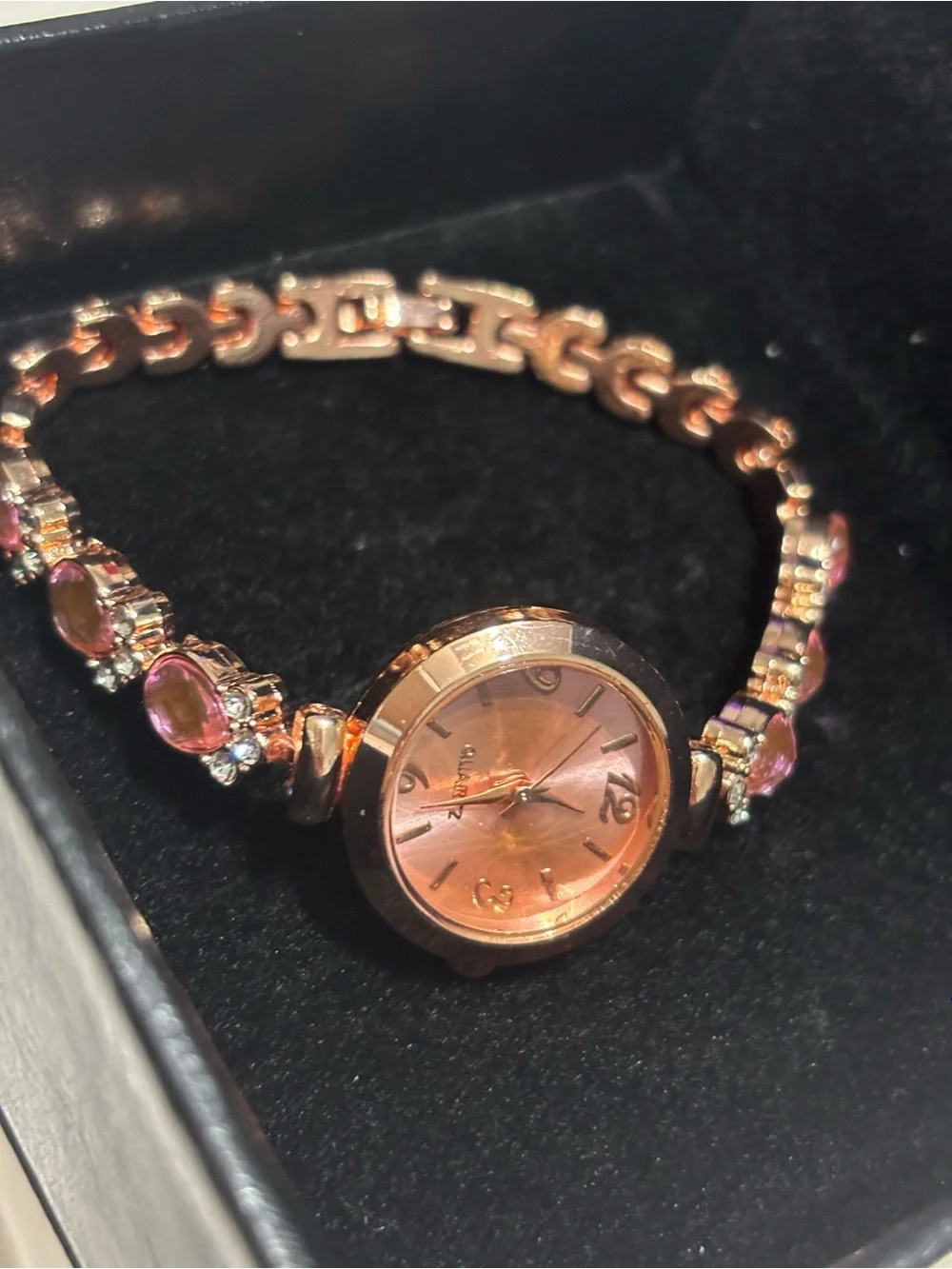 Rose Gold Pink Crystal Women's Quartz Bracelet Watch